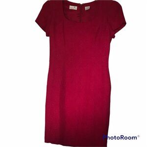 Liz Claiborne Women's Red Silk Short Sleeve Size 10 Dress Preowned